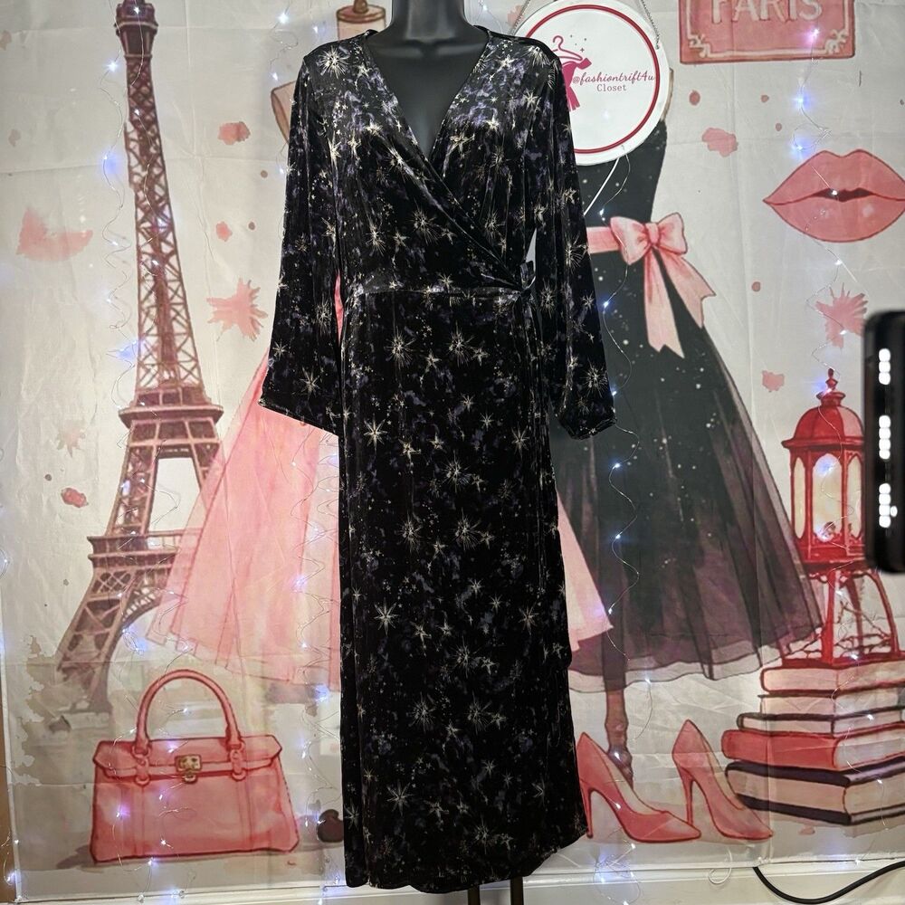 JOHNNY WAS STARDUST VELVET KIMONO MULTI-COLOR WRAP DRESS SIZE M-$398 - Picture 3 of 16